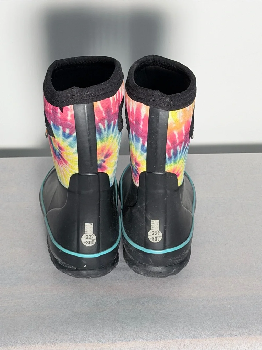 Bogs Kids Black Rain & Tie-Dye Cuff Boots